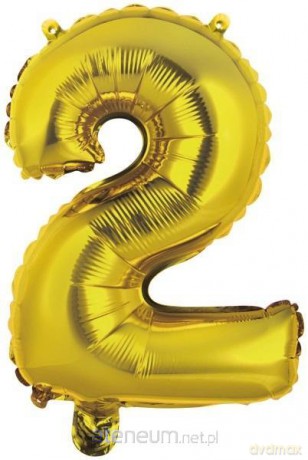 Balon foliowy mini cyfra 2 złota 37,5x40 cm
