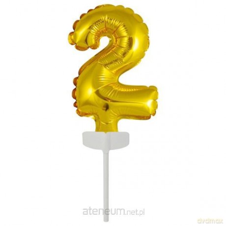Balon foliowy mini cyfra 2 złota 8x12 cm