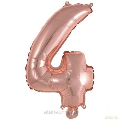 Balon foliowy mini cyfra 4 różowe złoto 32x40 cm
