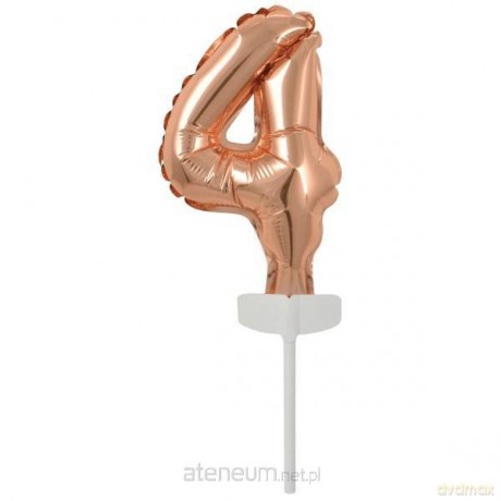 Balon foliowy mini cyfra 4 różowe złoto 8x12 cm