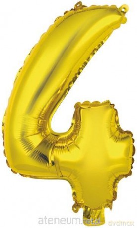 Balon foliowy mini cyfra 4 złota 32x40 cm