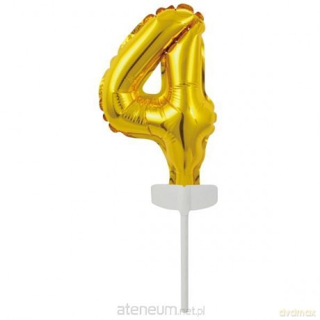 Balon foliowy mini cyfra 4 złota 8x12 cm