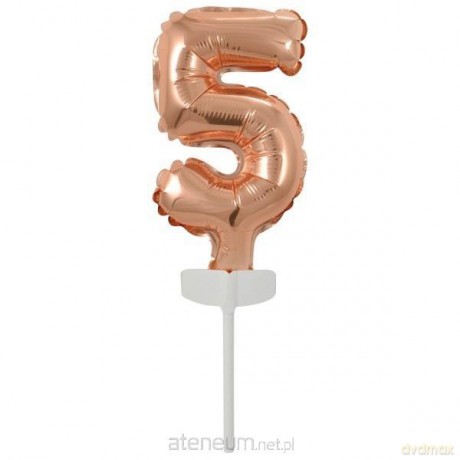 Balon foliowy mini cyfra 5 różowe złoto 7x12 cm