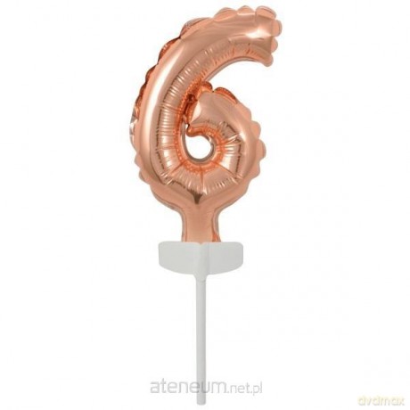 Balon foliowy mini cyfra 6 różowe złoto 7x12 cm