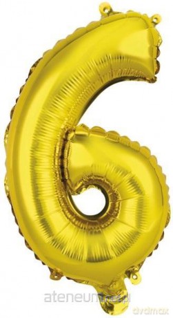 Balon foliowy mini cyfra 6 złota 29x40 cm