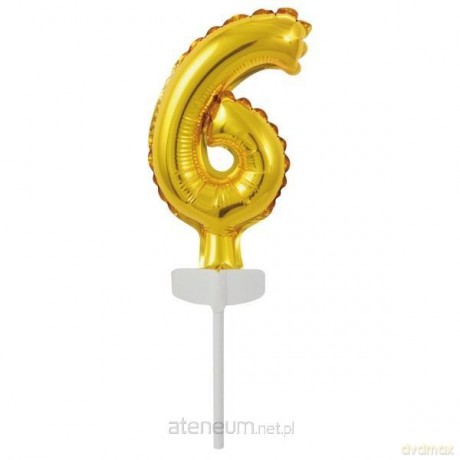 Balon foliowy mini cyfra 6 złota 7x12 cm