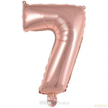 Balon foliowy mini cyfra 7 różowe złoto 30x40 cm