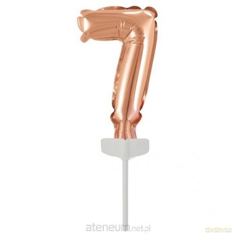 Balon foliowy mini cyfra 7 różowe złoto 7,5x12 cm