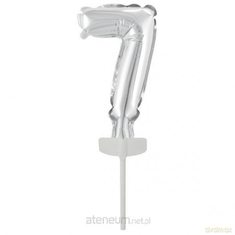 Balon foliowy mini cyfra 7 srebrna 7,5x12 cm