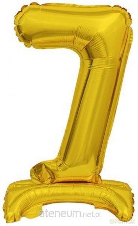 Balon foliowy mini cyfra 7 ze stopką złota 22x40 cm
