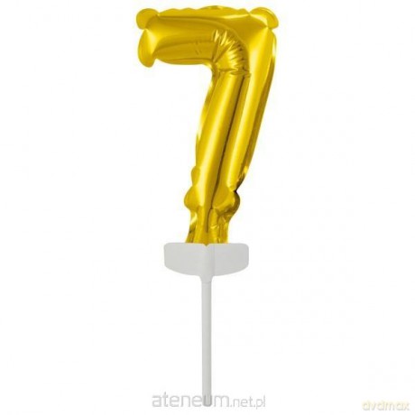 Balon foliowy mini cyfra 7 złota 7,5x12 cm