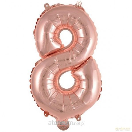 Balon foliowy mini cyfra 8 różowe złoto 29x40 cm