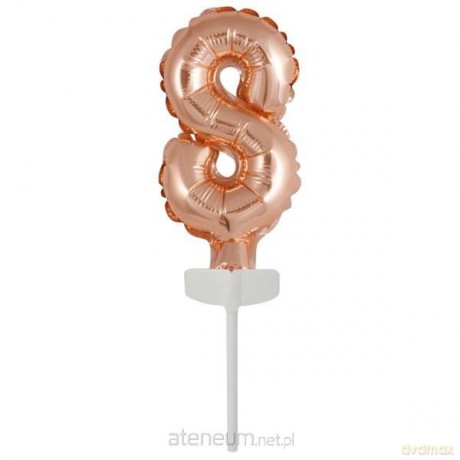 Balon foliowy mini cyfra 8 różowe złoto 6,5x12 cm