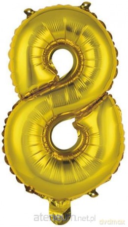Balon foliowy mini cyfra 8 złota 29x40 cm