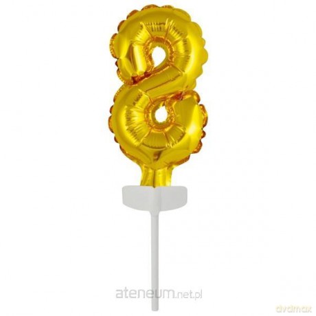 Balon foliowy mini cyfra 8 złota 6,5x12 cm