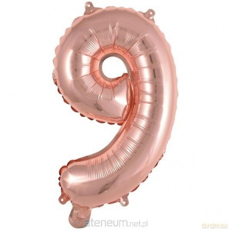 Balon foliowy mini cyfra 9 różowe złoto 30x40 cm