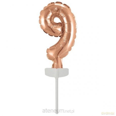 Balon foliowy mini cyfra 9 różowe złoto 7x12 cm