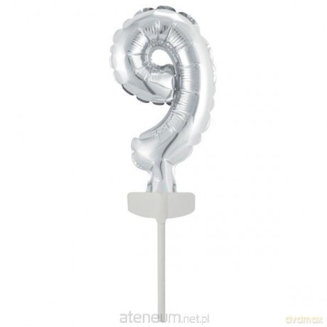 Balon foliowy mini cyfra 9 srebrna 7x12 cm