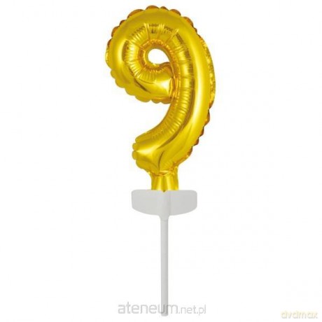 Balon foliowy mini cyfra 9 złota 7x12 cm