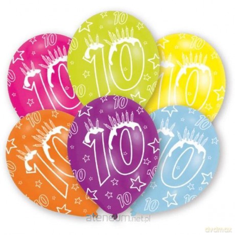 Balony lateksowe z cyfrą 10 nadruk 27,5 cm