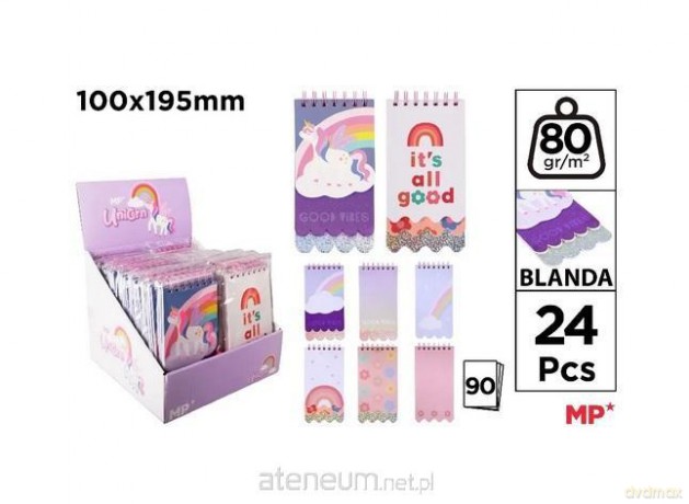 Notes na spirali Unicorn 10x19,5 cm MIX