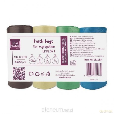 Worki na śmieci do segregacji 35l mix 4x20szt