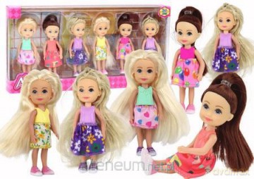 Zestaw Mini laleczek kolorowe sukienki 12 cm 6szt