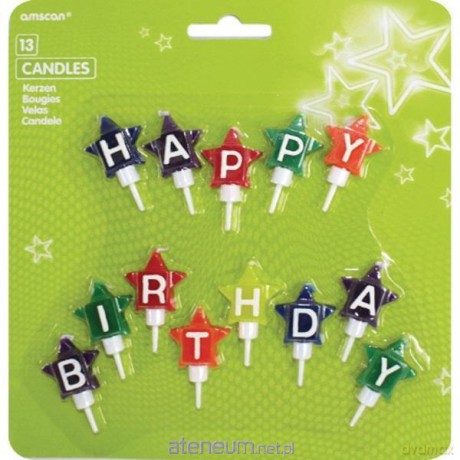 Zestaw świeczek happy birthday" kolorowe"