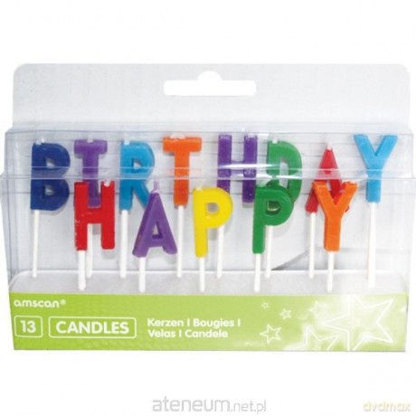 Zestaw świeczek happy birthday" kolorowe"