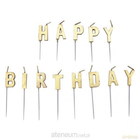 Zestaw świeczek happy birthday" złote"