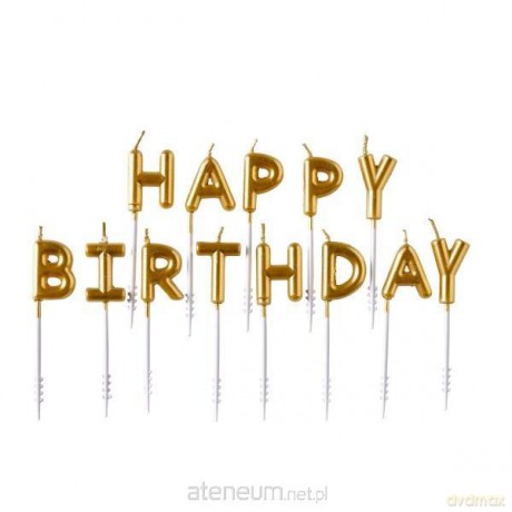 Zestaw świeczek happy birthday" złote"