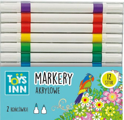 Markery akrylowe dwie końcówki 12 kolorów STN 9162