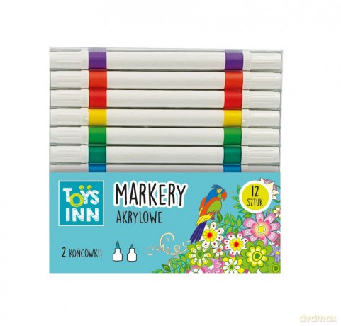 Markery akrylowe dwie końcówki 12 kolorów STN 9162