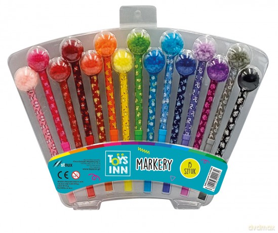 Markery z pomponem 15 kolorów STN 9032