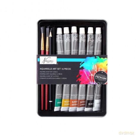 Farby akwarelowe zestaw 12 kolor w metalowym opakowaniu AR0500