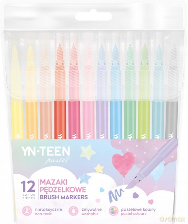 Mazaki pędzelkowe 12 kolorów pastel IN-TEEN