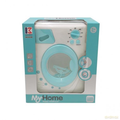 Pralka turkusowa z wieszakami na baterie