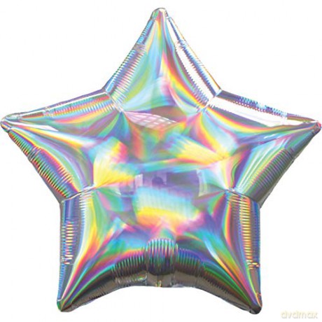 Standard Holographic Irisescent Srebrna Gwiazda Balon Foliowy S55
