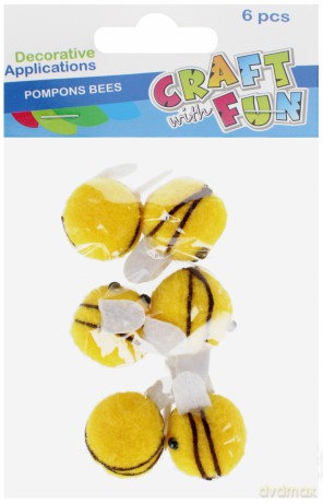 Pompony dekoracyjna Pszczółki 6 szt 521621