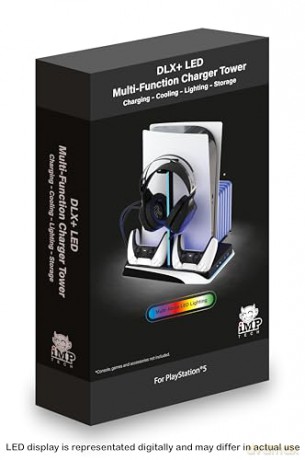 iMP Tech DLX+ wielofunkcyjna wieża ładująca LED do PS5 biała
