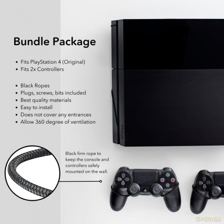 Floating Grip Playstation 4 and Controller Wall Mount - Bundle (Black)