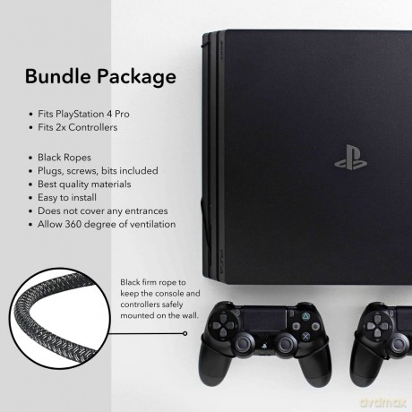 Floating Grip Playstation 4 Pro and Controller Wall Mount - Bundle (Black)