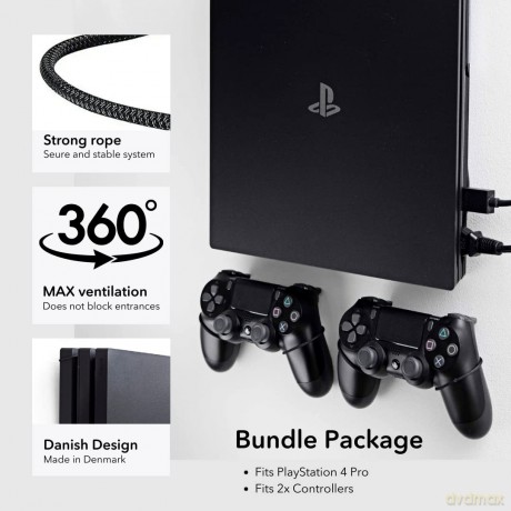 Floating Grip Playstation 4 Pro and Controller Wall Mount - Bundle (Black)
