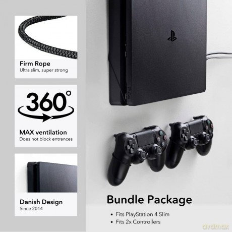 Floating Grip Playstation 4 Slim and Controller Wall Mount - Bundle (Black)