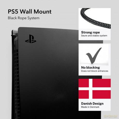 Floating Grip Playstation 5 Wall Mounts by Floating Grip - Black Bundle