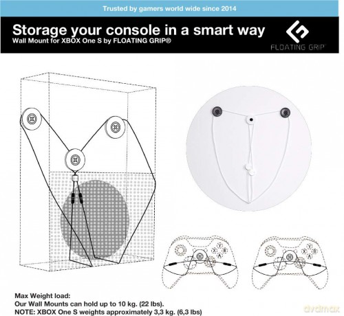 Floating Grips Xbox One S and Controller Wall Mounts - Bundle (White)