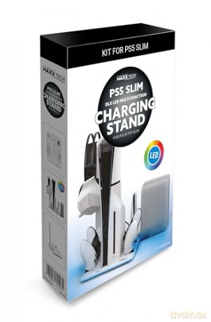 Maxx Tech PS5 Slim DLX LED Multi-Function Charging Stand