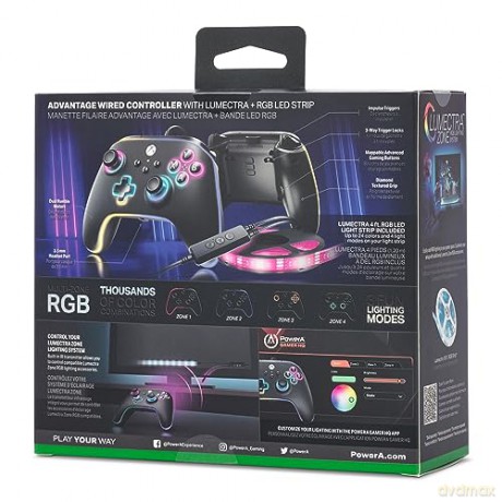 PowerA Advantage Wired Controller - Xbox Series X/S - m/ Lumectra + RGB LED Strip - Black