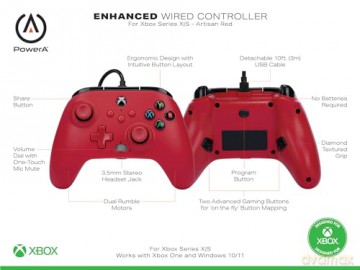 PowerA Enhanced Wired Controller - Xbox Series X/S - Artisan Red