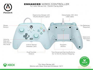 PowerA Enhanced Wired Controller - Xbox Series X/S - Cotton Candy Blue